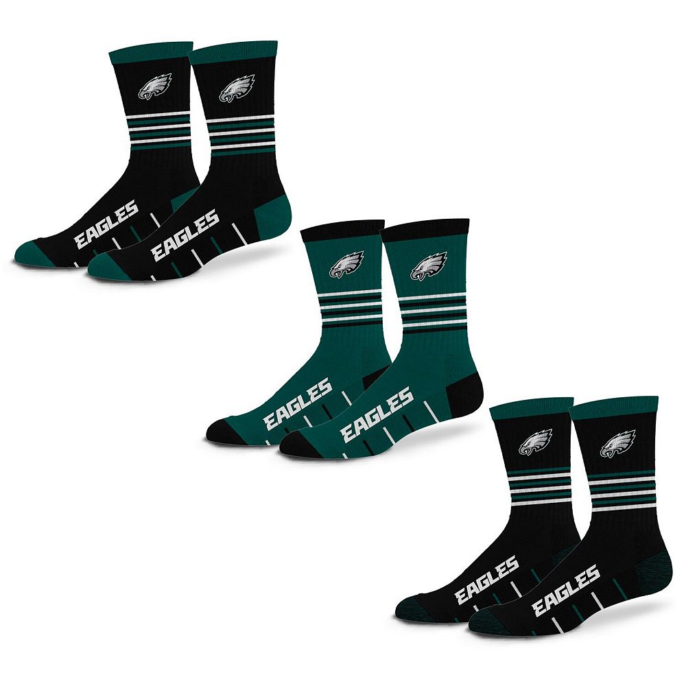 Unisex Starter Philadelphia Eagles Stripe Zones Socks 3 Pack