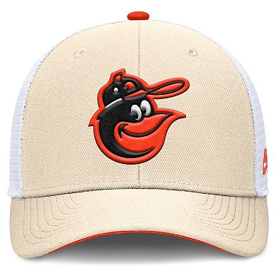 Men's Nike Natural Baltimore Orioles Cooperstown Collection Dri-FIT Rise Trucker Adjustable Hat