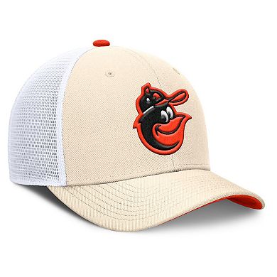 Men's Nike Natural Baltimore Orioles Cooperstown Collection Dri-FIT Rise Trucker Adjustable Hat
