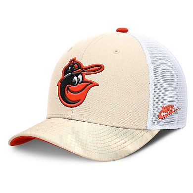 Men's Nike Natural Baltimore Orioles Cooperstown Collection Dri-FIT Rise Trucker Adjustable Hat