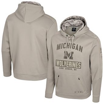 Men's Colosseum Oatmeal Michigan Wolverines Operation Hat Trick Battalion Hoodie Sweatshirt