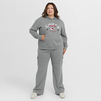Women's WEAR by Erin Andrews Gray Kansas City Chiefs Plus Size Waffle-Knit Long Sleeve Hooded Shirt & Pants Lounge Set