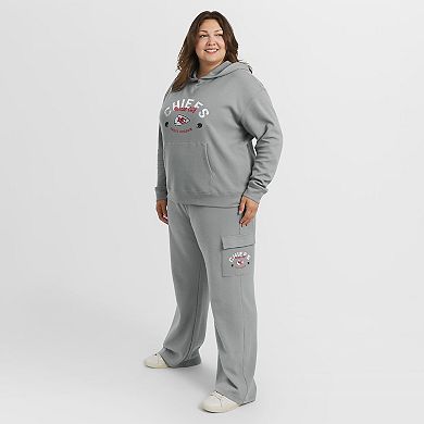 Women's WEAR by Erin Andrews Gray Kansas City Chiefs Plus Size Waffle-Knit Long Sleeve Hooded Shirt & Pants Lounge Set
