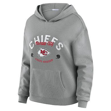 Women's WEAR by Erin Andrews Gray Kansas City Chiefs Plus Size Waffle-Knit Long Sleeve Hooded Shirt & Pants Lounge Set