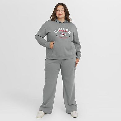 Women's WEAR by Erin Andrews Gray Kansas City Chiefs Plus Size Waffle-Knit Long Sleeve Hooded Shirt & Pants Lounge Set