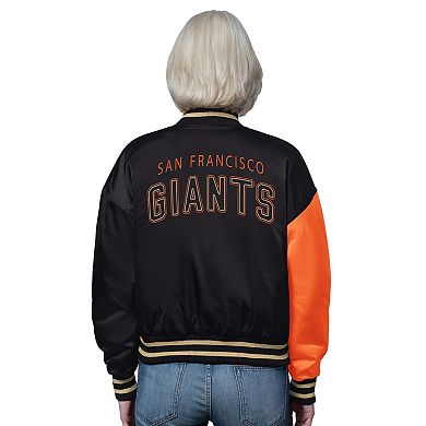 Women's Starter Orange/Black San Francisco Giants Offside Full-Snap Varsity Jacket