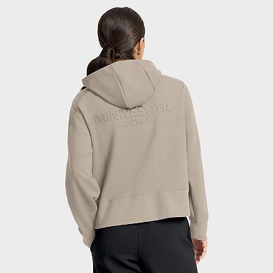 Women's Fanatics Tan Minnesota Wild Authentic Pro Road Tri-Blend Quarter-Zip Hoodie