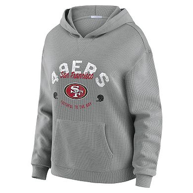 Women's WEAR by Erin Andrews Gray San Francisco 49ers Plus Size Waffle-Knit Long Sleeve Hooded Shirt & Pants Lounge Set