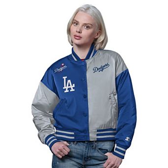 Women's Starter Royal/Grey Los Angeles Dodgers Offside Full-Snap Varsity Jacket