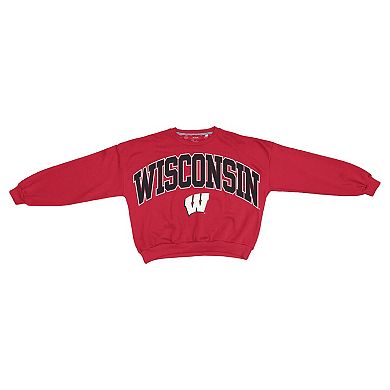 Women's Pressbox Red Wisconsin Badgers Oversized Janice Waist-Length Sweatshirt