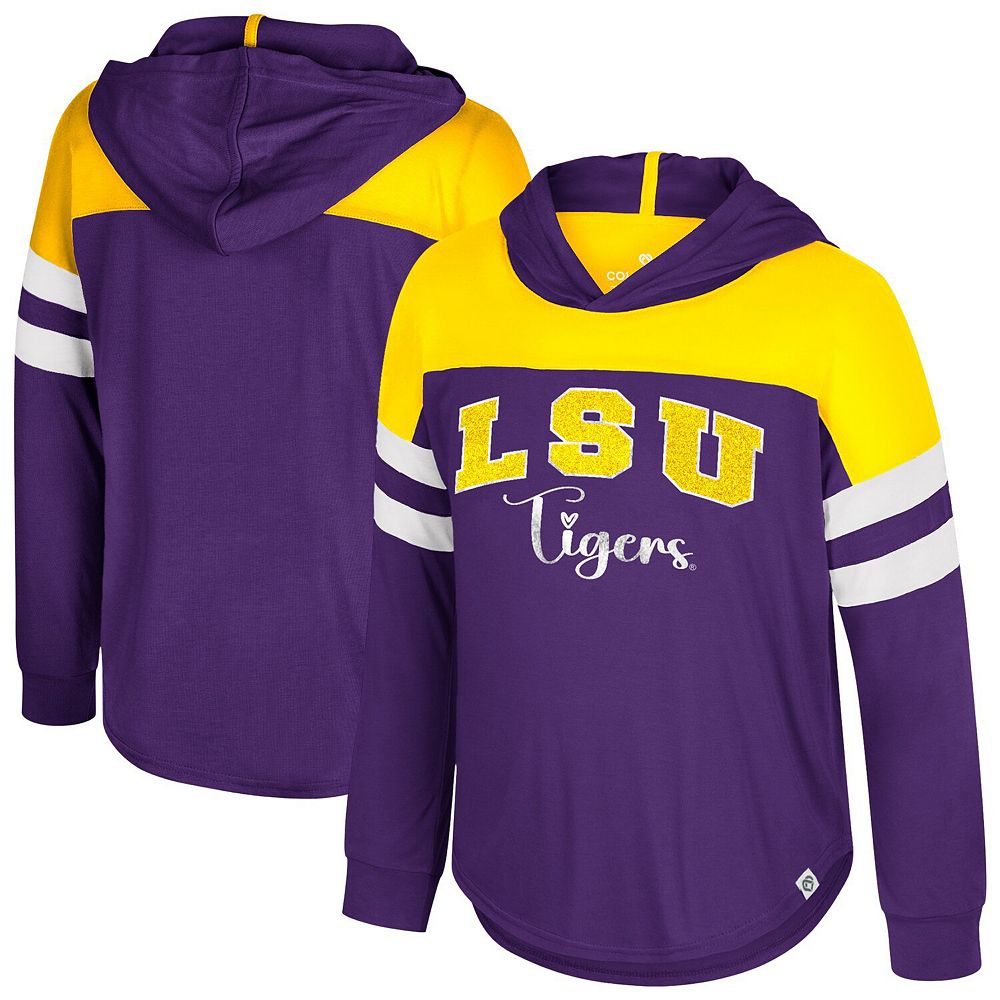 Girls Youth Colosseum Purple LSU Tigers Reflection Hoodie Long Sleeve T ...