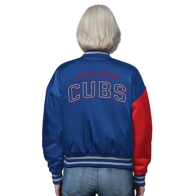 Women's Starter Royal/Red Chicago Cubs Offside Full-Snap Varsity Jacket