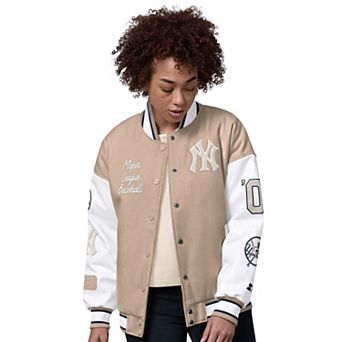 Women's Starter Sand New York Yankees Free Ball Varsity Jacket