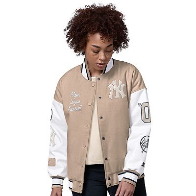 Women's Starter Sand New York Yankees Free Ball Varsity Jacket