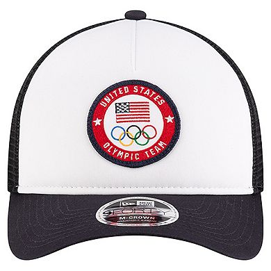 Men's New Era Navy Team USA Color Block 9FORTY M-Crown A-Frame Adjustable Trucker Hat
