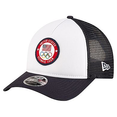 Men's New Era Navy Team USA Color Block 9FORTY M-Crown A-Frame Adjustable Trucker Hat
