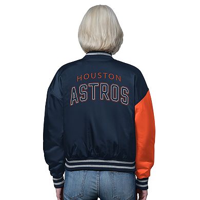 Women's Starter Navy/Orange Houston Astros Offside Full-Snap Varsity Jacket