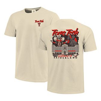 Men's Image One Natural Texas Tech Red Raiders Comfort Colors Hand-Drawn Campus Stack T-Shirt