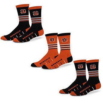 Unisex Starter Cincinnati Bengals Stripe Zones Socks 3 Pack