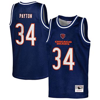 Youth Mitchell & Ness Walter Payton Navy Chicago Bears Retired Player NFL Basketball Fashion Jersey