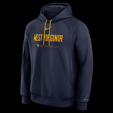 Men's Nike Navy West Virginia Mountaineers 2025 Courtside Basketball Practice Raglan Dri-FIT Hoodie