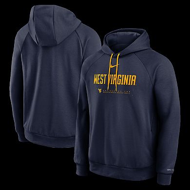 Men's Nike Navy West Virginia Mountaineers 2025 Courtside Basketball Practice Raglan Dri-FIT Hoodie