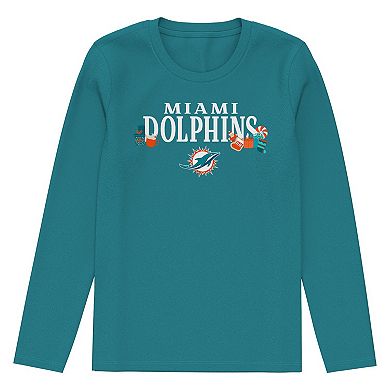 Toddler Outerstuff Aqua Miami Dolphins Chestnut Holiday Sleep Set