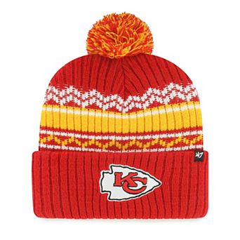Youth '47 Red Kansas City Chiefs Polar Vortex Cuffed Knit Hat with Pom