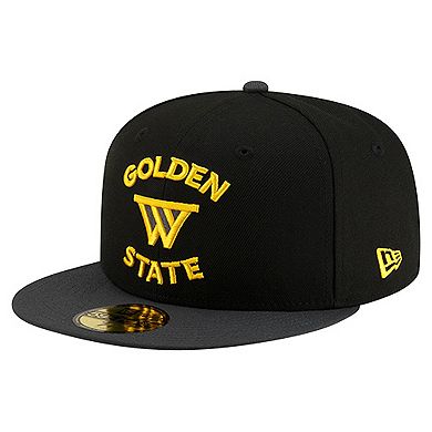 Men's New Era Black Golden State Warriors Statement Edition Jersey Hook 59Fifty Fitted Hat
