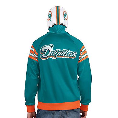 Men's Pro Player Aqua/Coral Miami Dolphins Retro Helmet Full-Zip Hooded Track Jacket