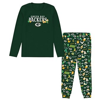 Toddler Outerstuff Green Green Bay Packers Chestnut Holiday Sleep Set