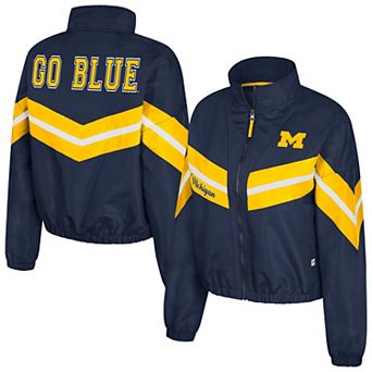 Women's Colosseum Navy Michigan Wolverines Thin Ice Full-Zip Windbreaker