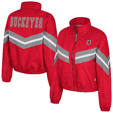 Women's Colosseum Scarlet Ohio State Buckeyes Thin Ice Full-Zip Windbreaker