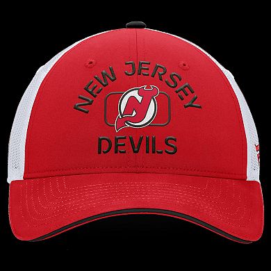 Men's Fanatics Red/White New Jersey Devils Authentic Pro Rink Adjustable Trucker Hat