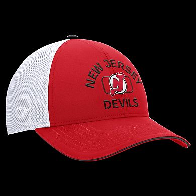 Men's Fanatics Red/White New Jersey Devils Authentic Pro Rink Adjustable Trucker Hat