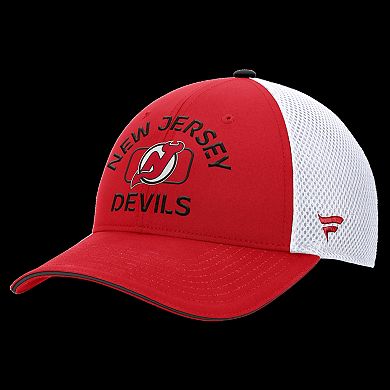Men's Fanatics Red/White New Jersey Devils Authentic Pro Rink Adjustable Trucker Hat