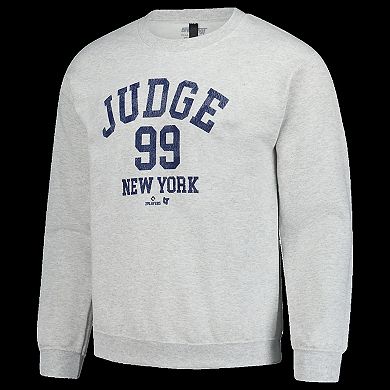 Unisex BreakingT Aaron Judge Heather Gray New York Yankees Player Name & Number Sweatshirt