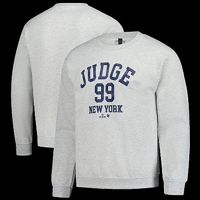 Unisex BreakingT Aaron Judge Heather Gray New York Yankees Player Name & Number Sweatshirt