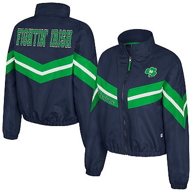 Women's Colosseum Navy Notre Dame Fighting Irish Thin Ice Full-Zip Windbreaker