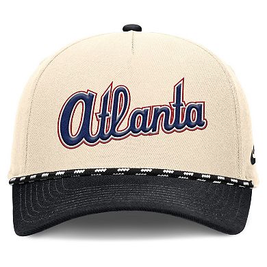 Men's Nike Natural/Black Atlanta Braves Cooperstown Collection Rise Adjustable Hat