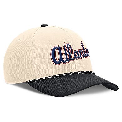 Men's Nike Natural/Black Atlanta Braves Cooperstown Collection Rise Adjustable Hat
