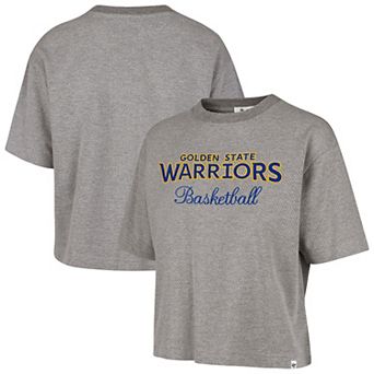Women's '47 Gray Golden State Warriors Pivot Drop Needle Cropped T-Shirt