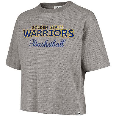 Women's '47 Gray Golden State Warriors Pivot Drop Needle Cropped T-Shirt