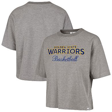 Women's '47 Gray Golden State Warriors Pivot Drop Needle Cropped T-Shirt