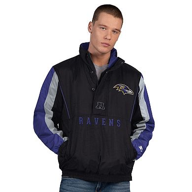 Men's Starter Black Baltimore Ravens Thursday Night Gridiron Half-Zip Jacket