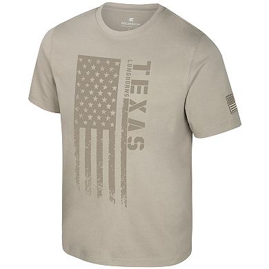 Men's Colosseum Oatmeal Texas Longhorns Operation Hat Trick Dune Flag T-Shirt