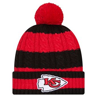 Women's New Era Red Kansas City Chiefs Braided Cuffed Knit Hat with Pom