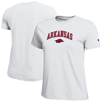 Women's Champion White Arkansas Razorbacks Arched Over Logo T-Shirt