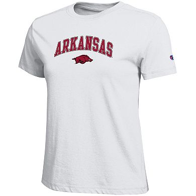 Women's Champion White Arkansas Razorbacks Arched Over Logo T-Shirt