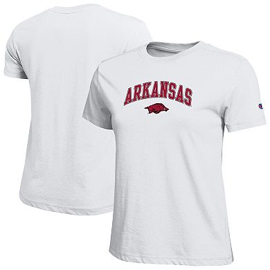 Women's Champion White Arkansas Razorbacks Arched Over Logo T-Shirt